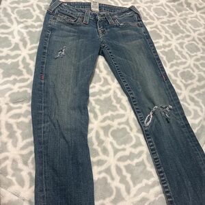 True Religion Medium Blue Straight Leg Jeans